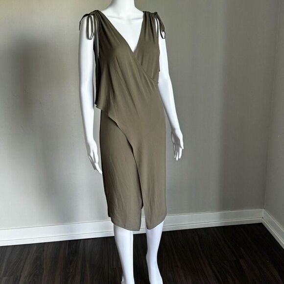 BCBMaxAzria Olive Green Sleeveless Wrap Dress - Picture 1 of 9
